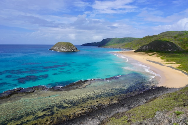 The coastline of Fernando de Noronha beach in Brazil
