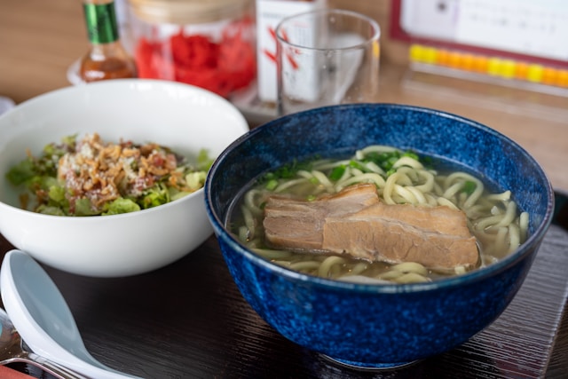 Udon noodle soup with pork belly