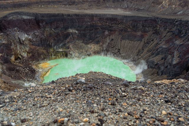 The caldera in Aso on Kyushu Island