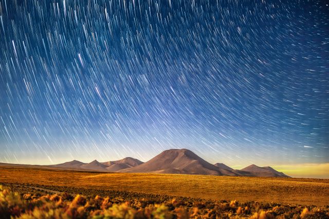 Star trails in Atacama desert, Chile