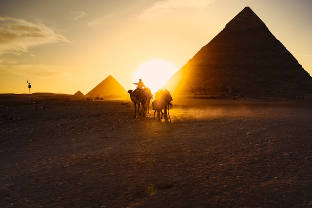 Sunset at the Pyramids of Giza