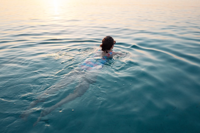 swimming in the sea