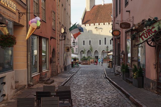Visit old and charming cobbled streets in Old Town, Tallinn, Estonia