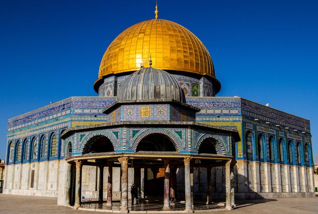 Iconic view of the Dome of the Rock with its golden dome