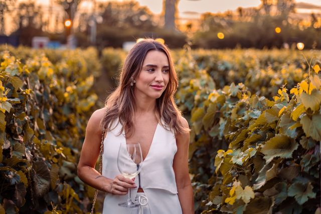 Idyllic countryside vineyard landscape featuring lush green rolling hills under a serene sky.