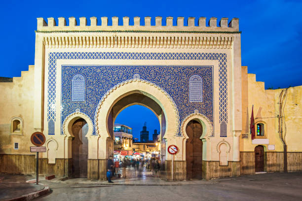 The Bab Bou Jeloud gate also known as The Blue gate at the medina of Fez, Morocco.