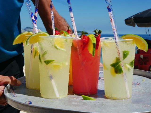 Sweet and refreshing Caipirinha national cocktail from Brazil made with lime,ice, sugar, and a sugarcane liquor
