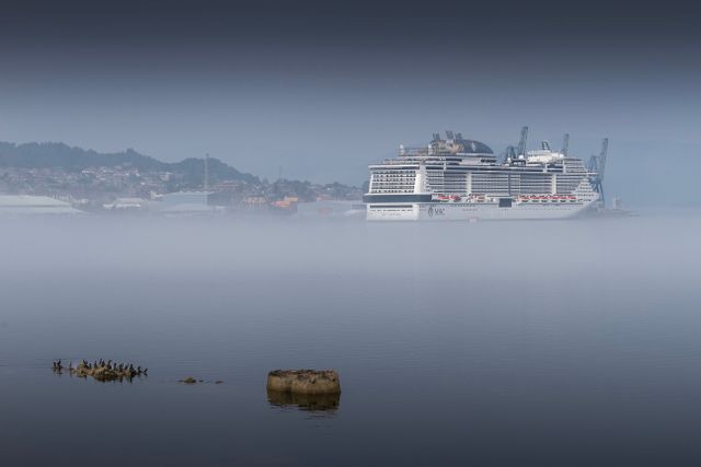Cruise Ship Under Fog, Santa Cruz Island