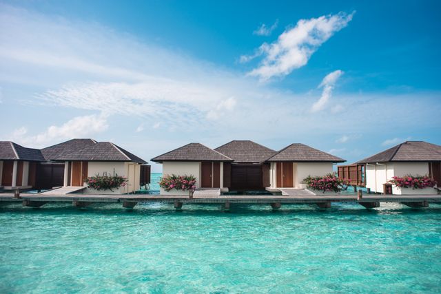 Water Villas on Thudufushi, Ari Atoll, Maldives.