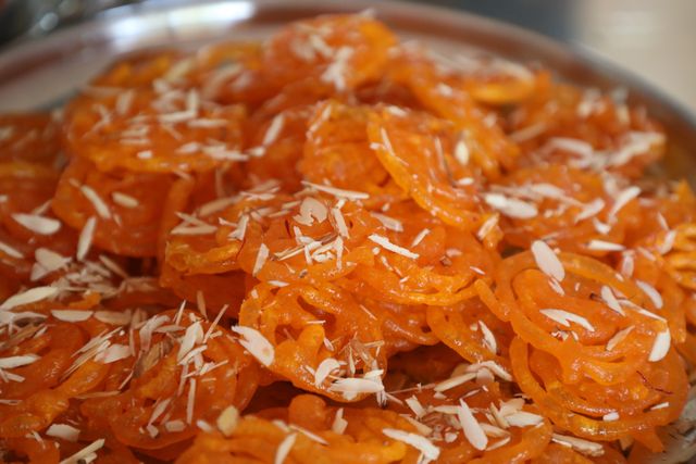Jalebis are fried in pure ghee, and are a popular sweet treat found across South Asia