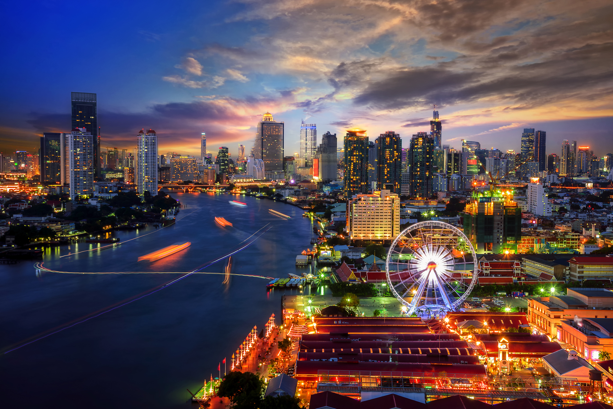 Bangkok cityscape. Bangkok night view in the business district at twilight