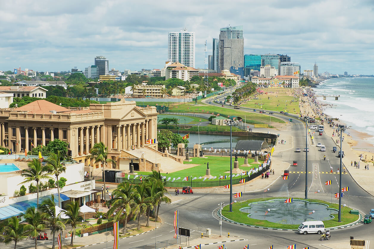 View to the seaside road in downtown Colombo, Sri Lanka.