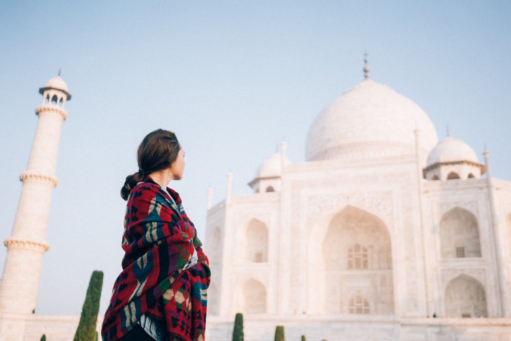 A woman at the Taj Mahal