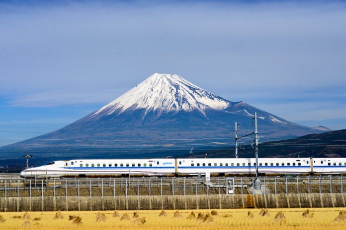 Fuji Mountain and Shinkansen Bullet Train