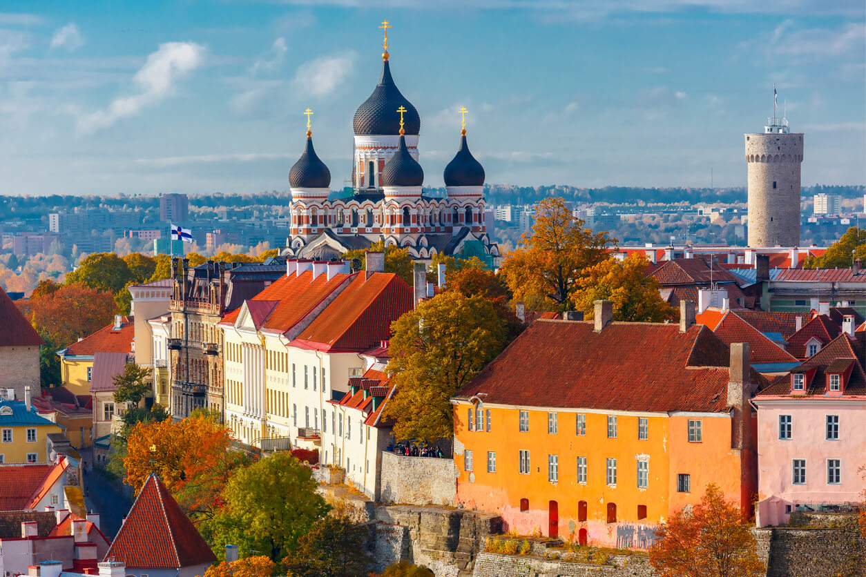 Aerial view of old town, Tallinn