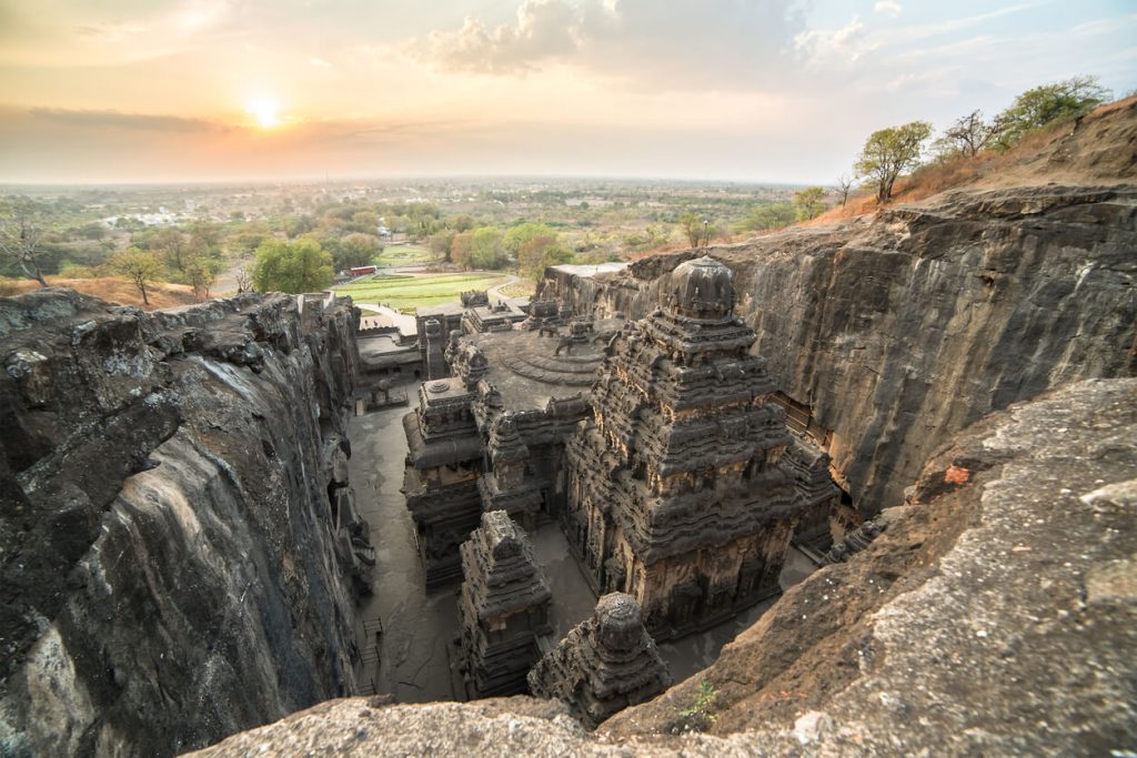 Kailas temple in Ellora caves complex in India