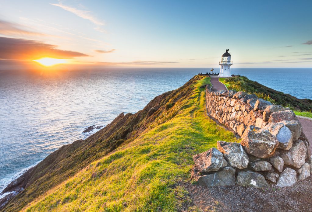 Cape Reinga in new Zealand at Sunset