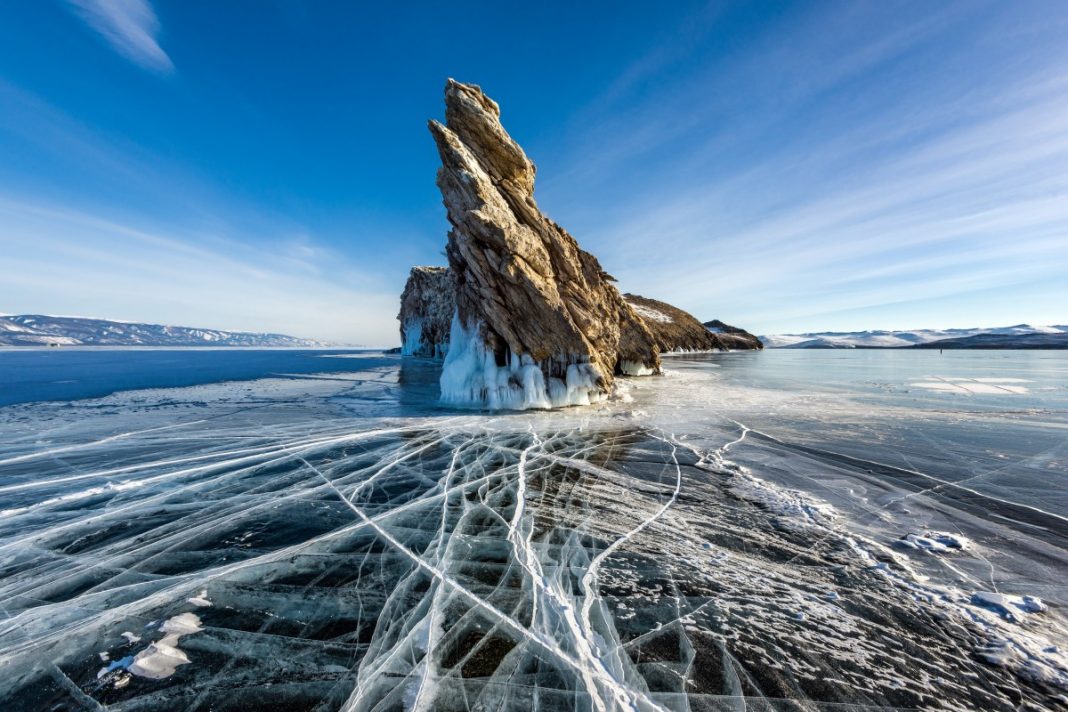 Frozen Lake Baikal, Russia