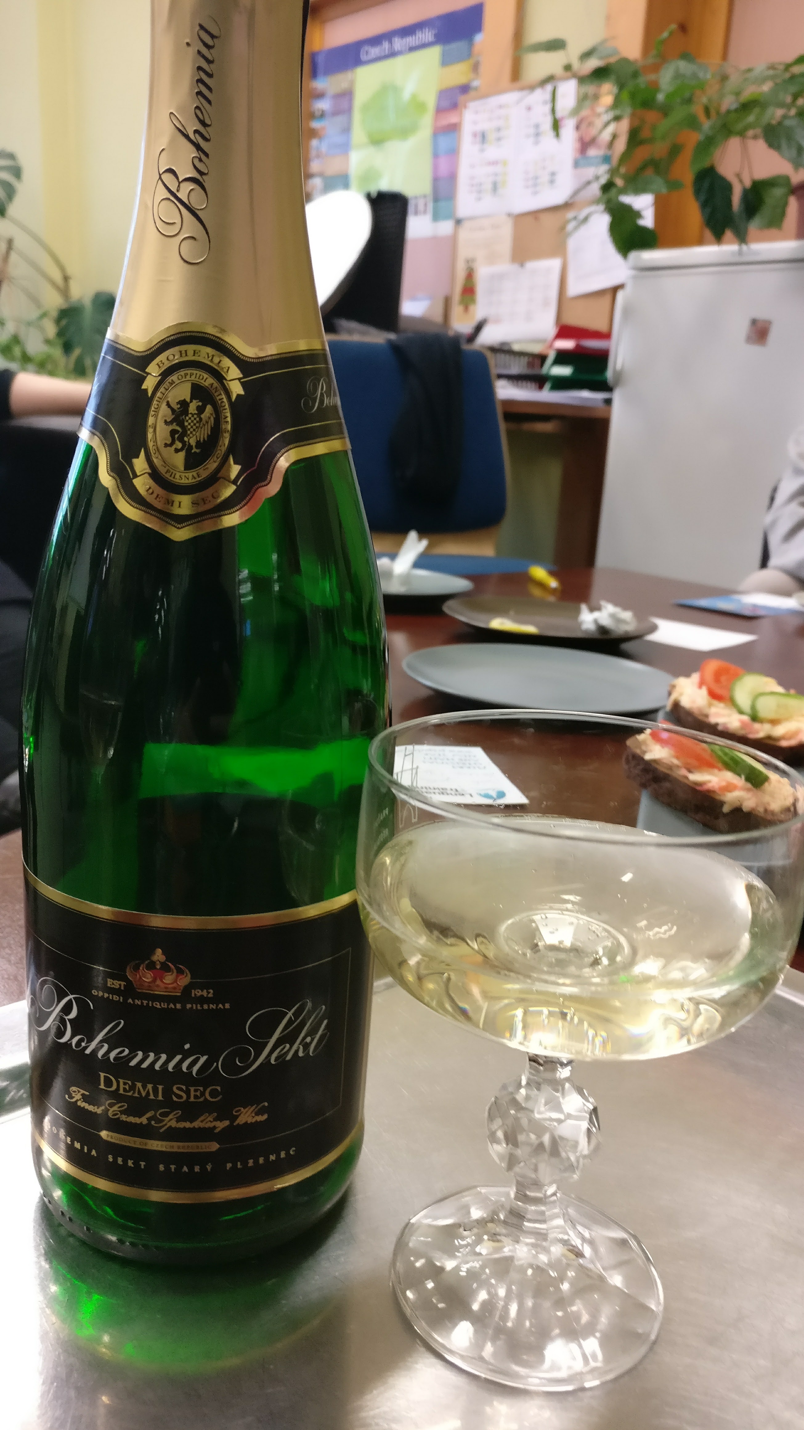 A bottle of Bohemian Sekt champagne - drinks in Prague