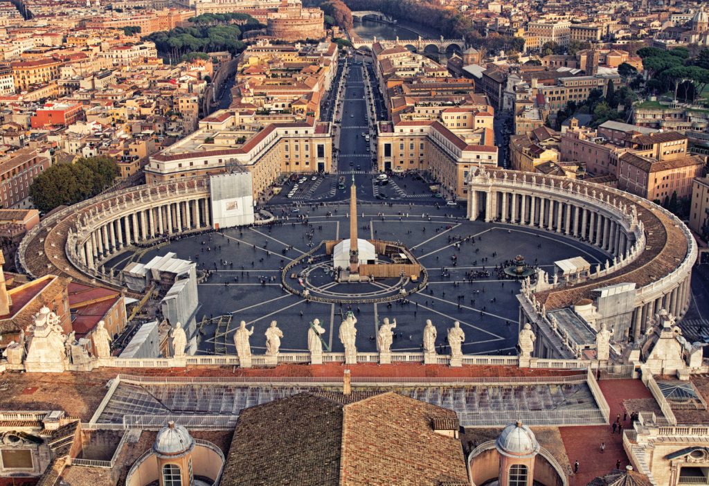 The magnificent view of St. Peter's Square from Michaelangelo's dome, smallest countries