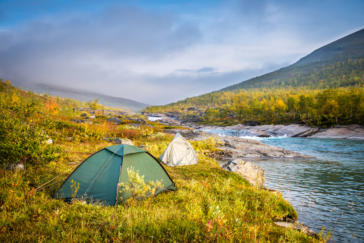 Early autumn morning in Kaitumjaure along the Royal Trail (Kungsleden in Swedish) in Swedish Lapland