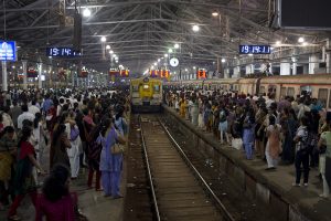 The crowds during rush hour on a Mumbai Local - commute in Mumbai