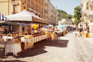 Morning view of the Andriyivskyy Descent in Kiev, Ukraine