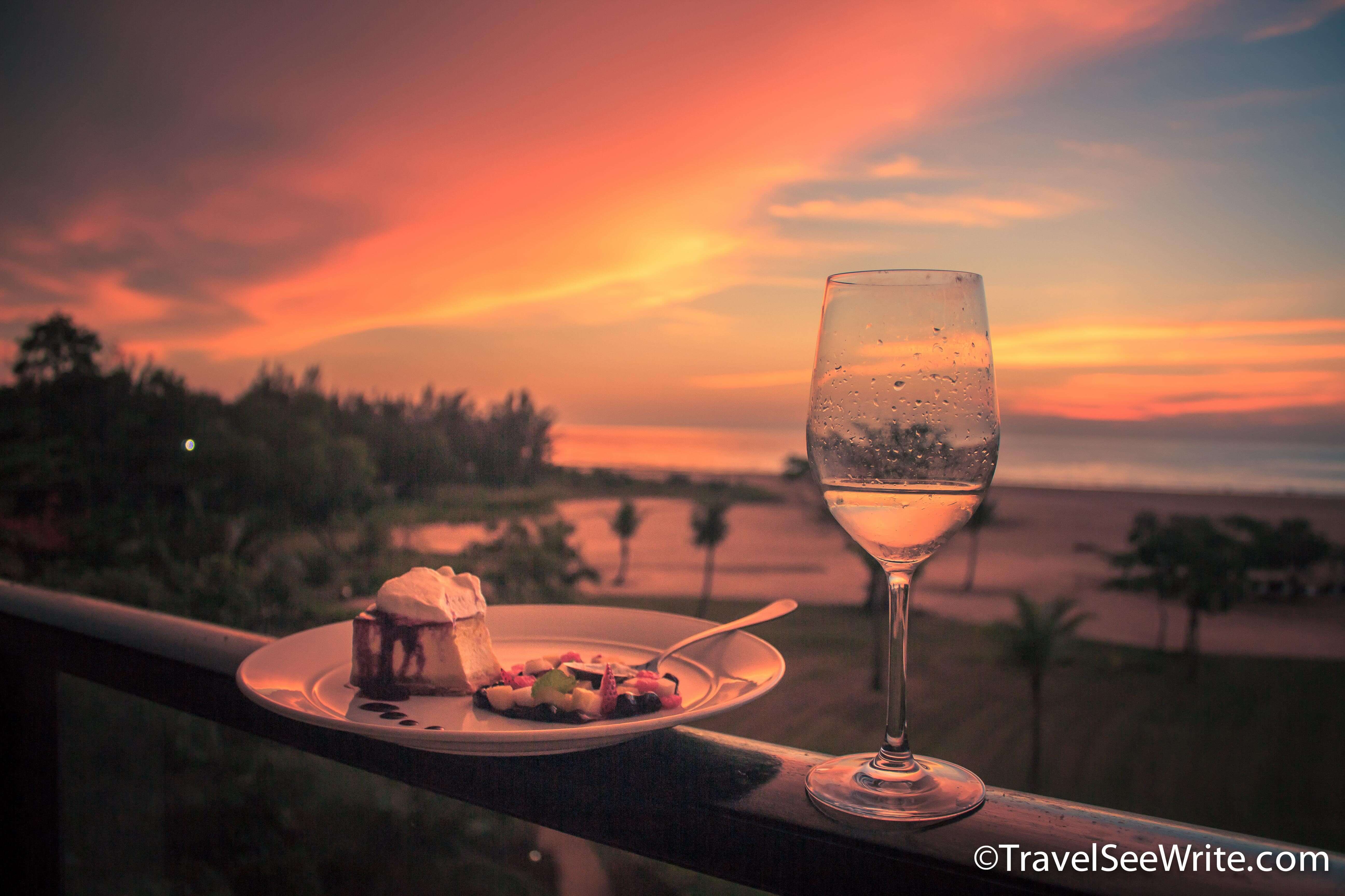 Sunset viewed from the balcony at Shangri La's Rasa Ria Resort - southeast asia travel