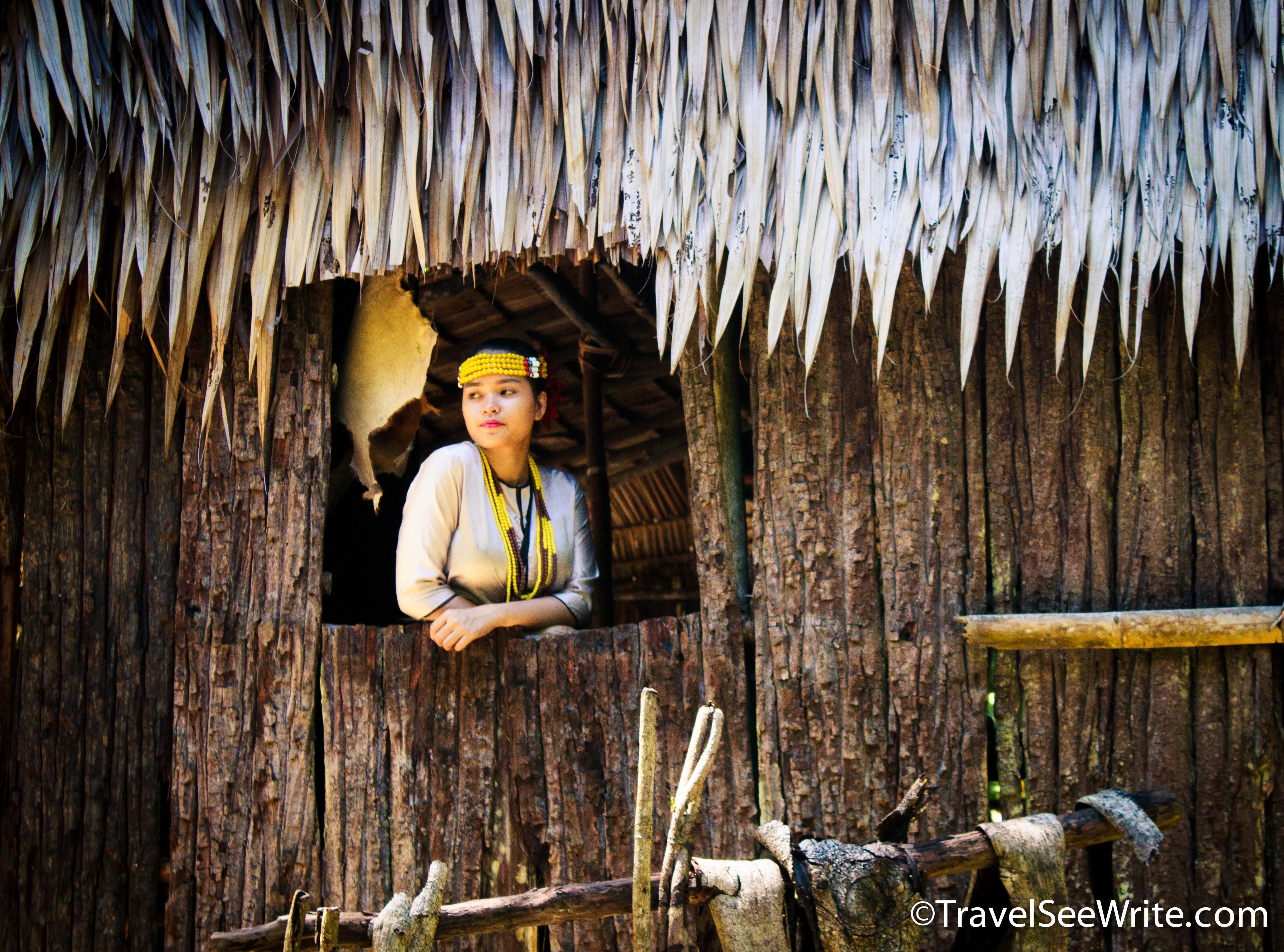 Bajau Tribe woman at her hut, Mari Mari village, Sabah, Malaysia - southeast asia travel