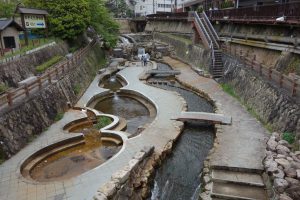 Hot spring stream flowing through Arima Onsen