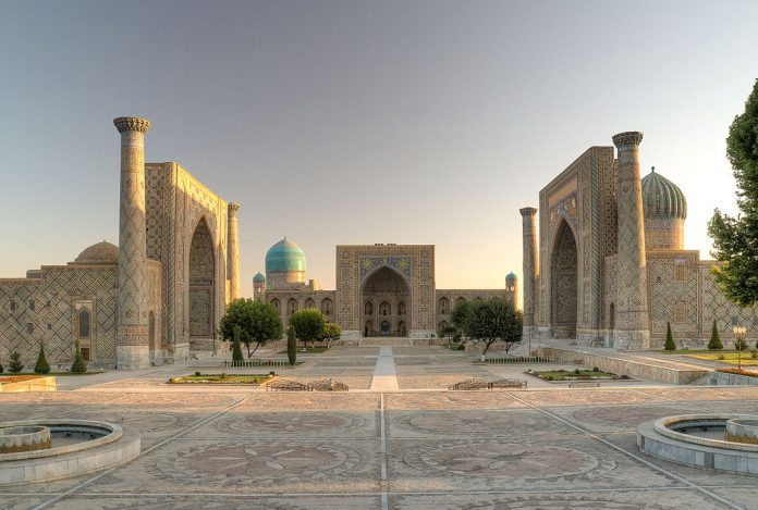 The famous Registan Square in Samarkand, cities of Uzbekistan