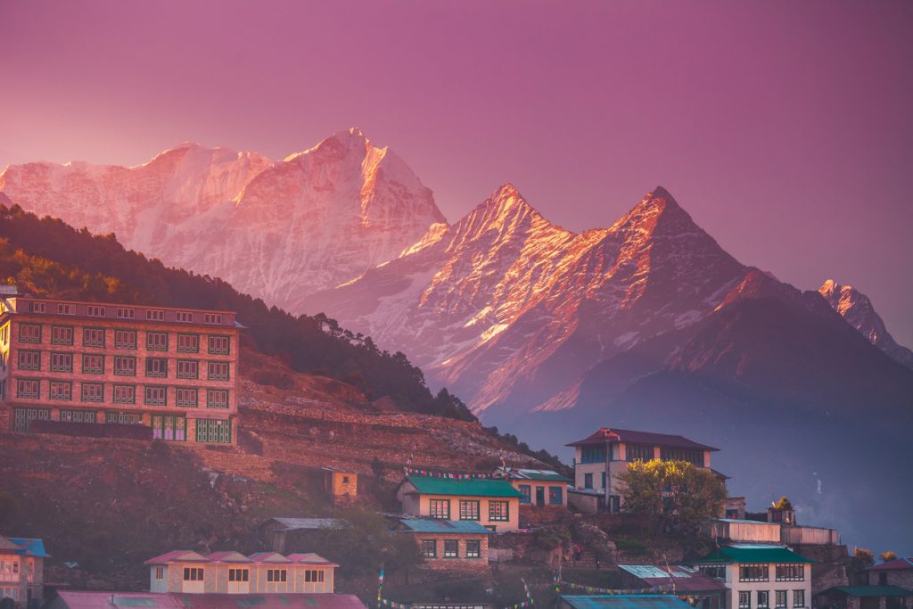 Amazing sunrise view of Namche Bazaar village, Budget Destinations