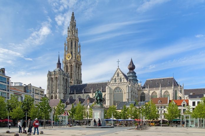 Cathedral of Our Lady and statue of Peter Paul Rubens in Antwerp, Belgium visit antwerp