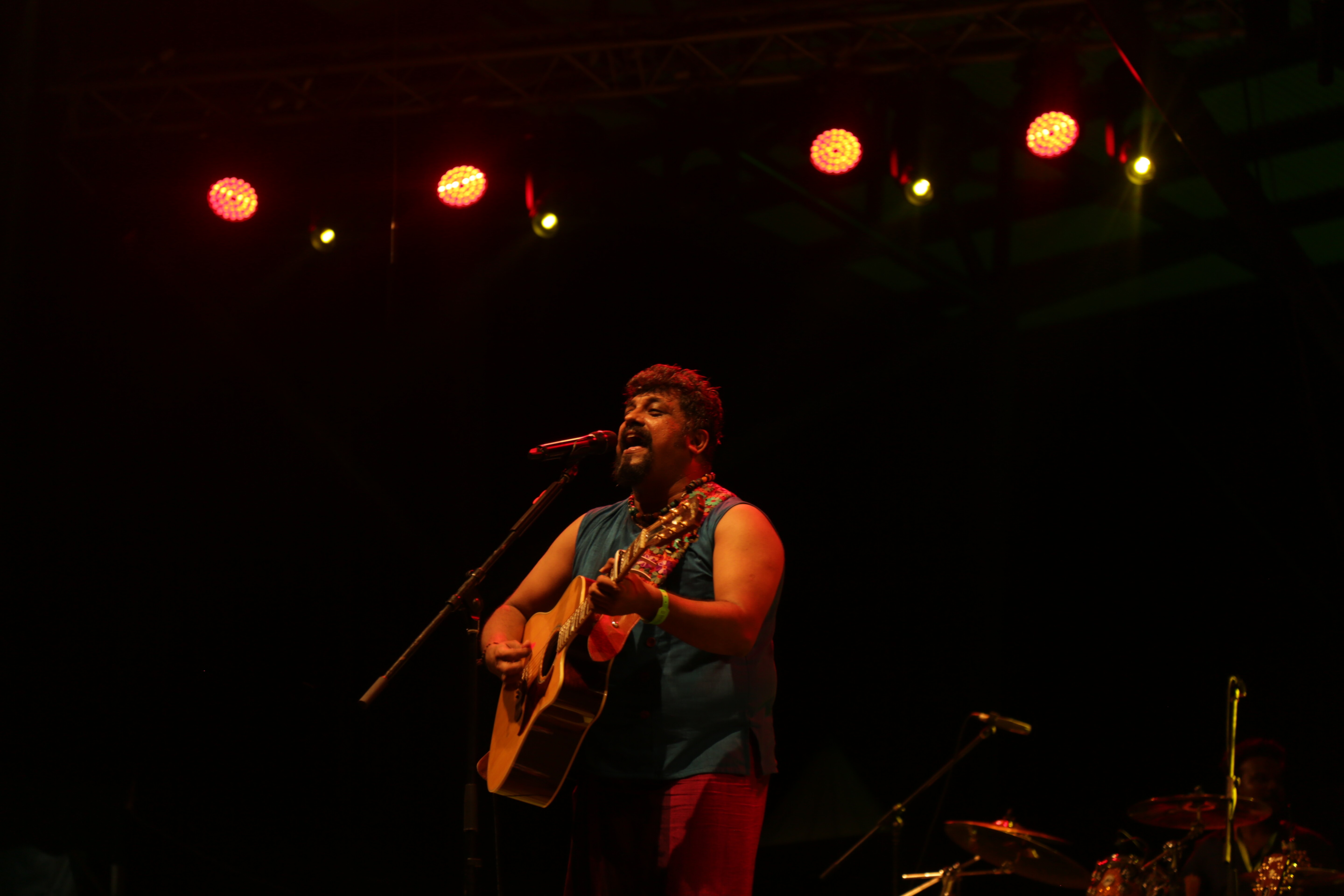 Lead Raghu Dixit of of Raghu Dixit Project performing at the Rainforest World Music Festival (RWMF) 2018