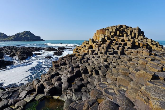 The Giant's Causeway geological feature on the Antrim coast in Northern Ireland