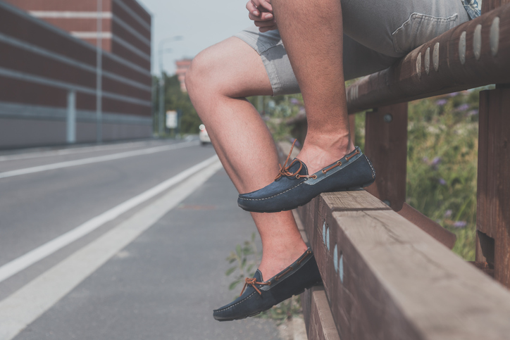 Man wearing loafers for casual travel outfits for men