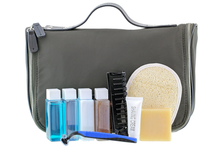 Toiletries packing in black pouch for business packing