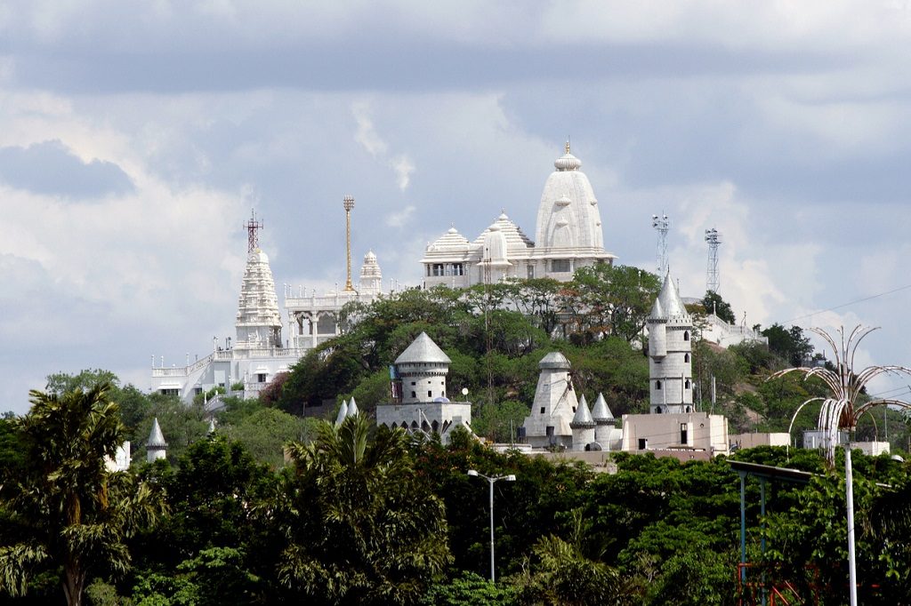 View of the Birla Mandir temple, places to see in Hyderabad,India