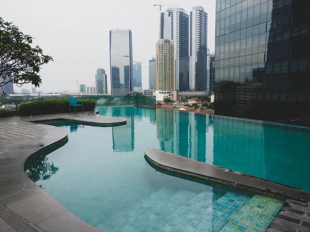 Manhatten Hotel's poolside view, Jakarta