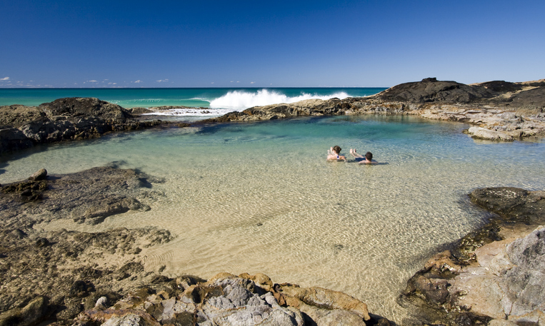 Champagne Pools on Fraser Island in Queensland.