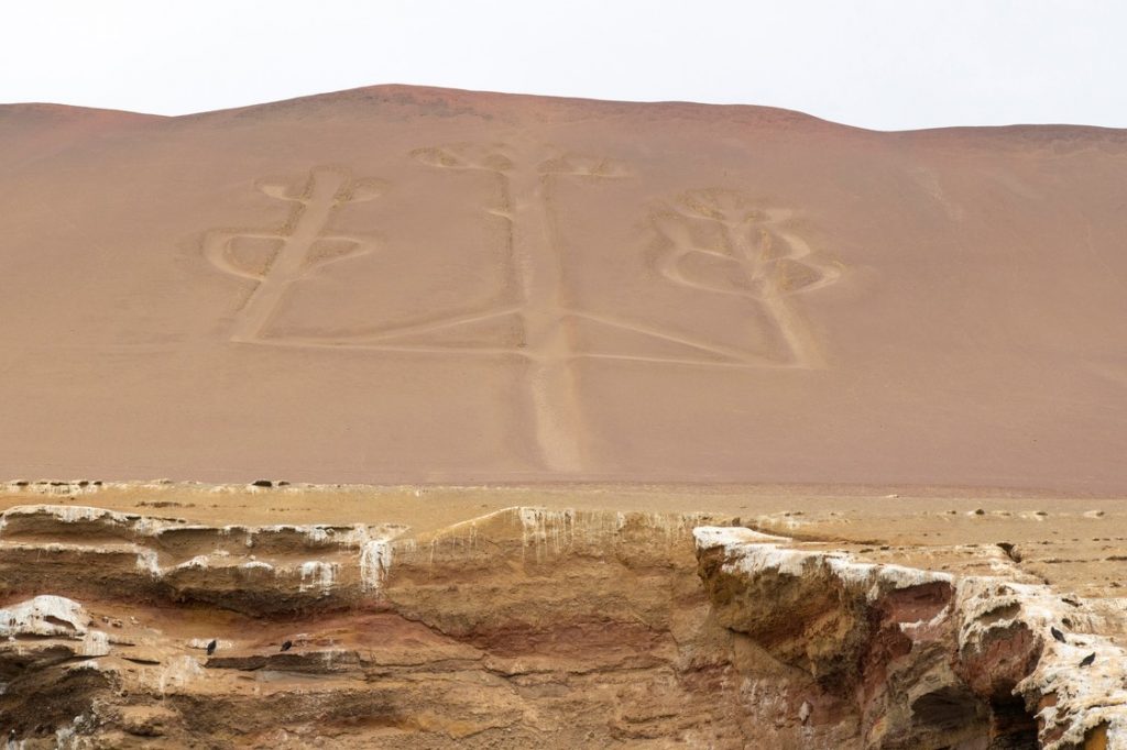 At the Paracas peninsula, the figure of the Candelabra, drawn on the side of a hill.