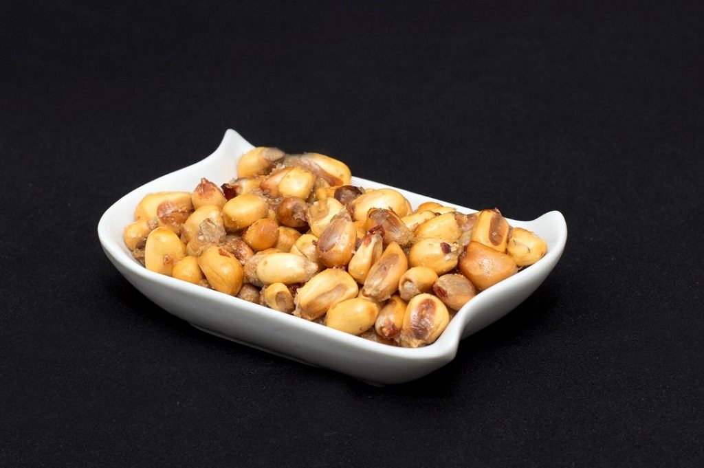 Canchita peruvian fried corn appetizer (served with ceviche, etc).