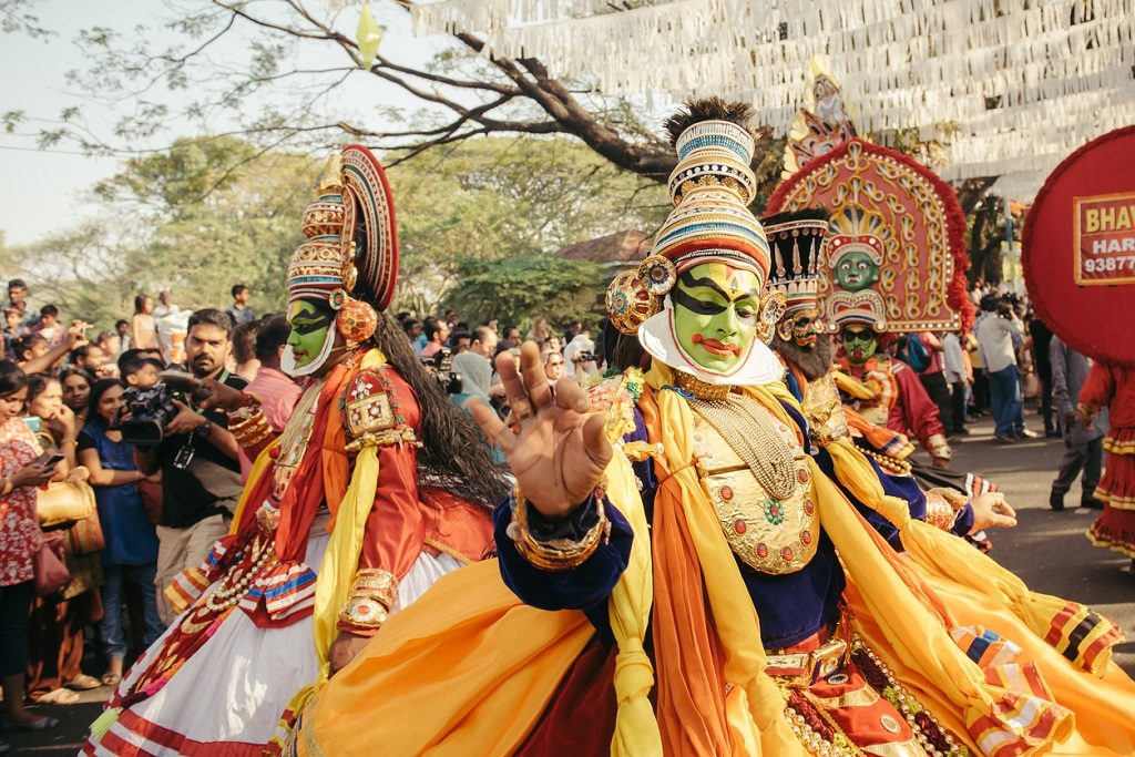 Traditional Kathakali dance on New Year carnival, Onam