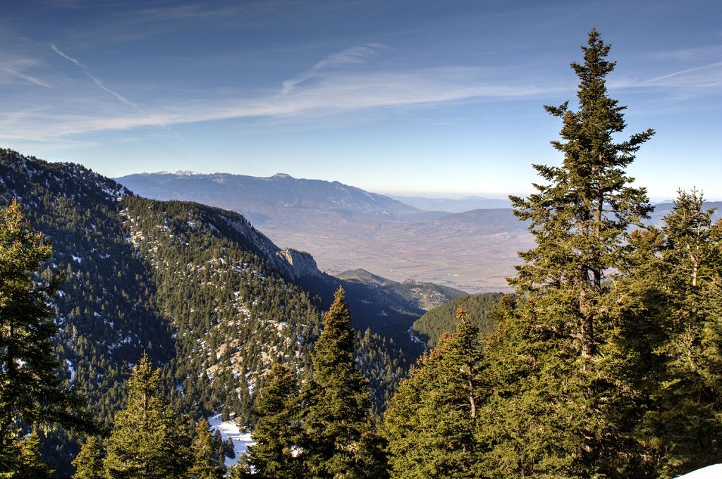 View from Parnassus mountain in Greece on a winter day