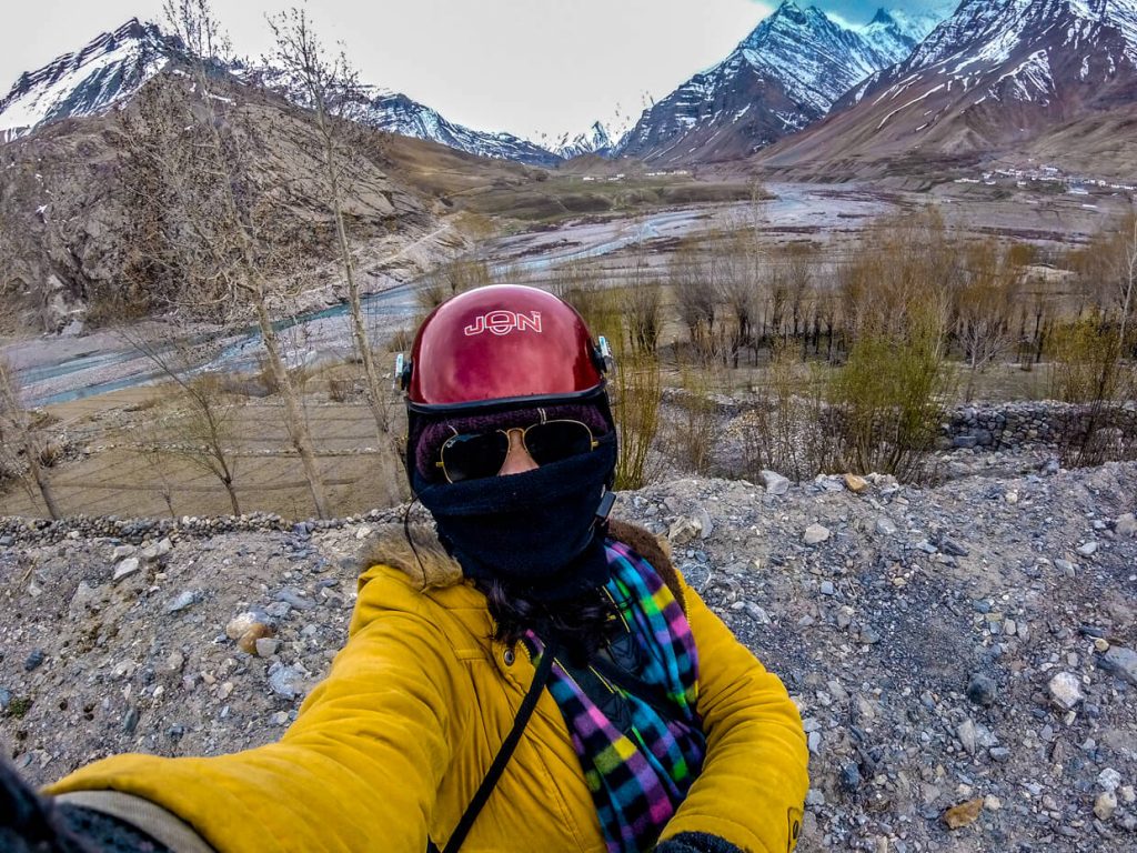 Woman taking a selfie on a Chadar trek