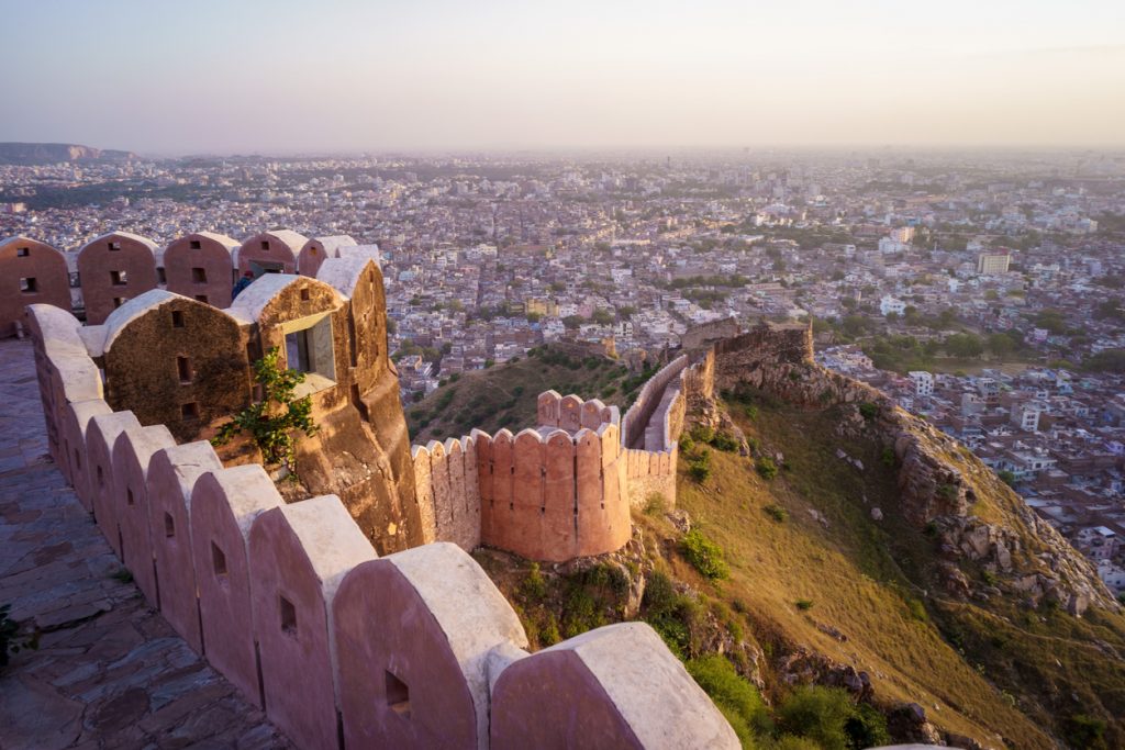 Aerial view of Jaipur from Nahargarh Fort at sunset, Bollywood Filming Locations