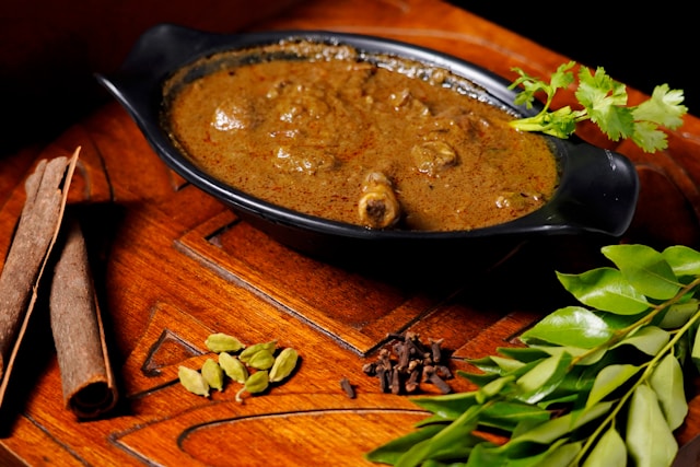 Popular Indian mutton curry roast -traditional recipe.