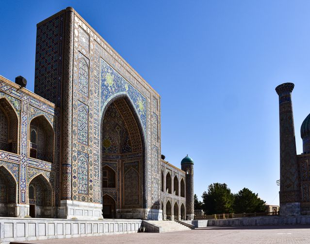 The famous Registan Square in Samarkand, Uzbekistan