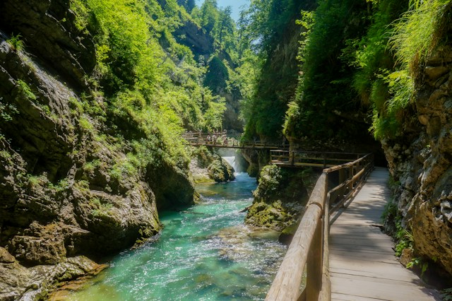Sum Waterfall in the Vintgar Canyon in Slovenia, Europe