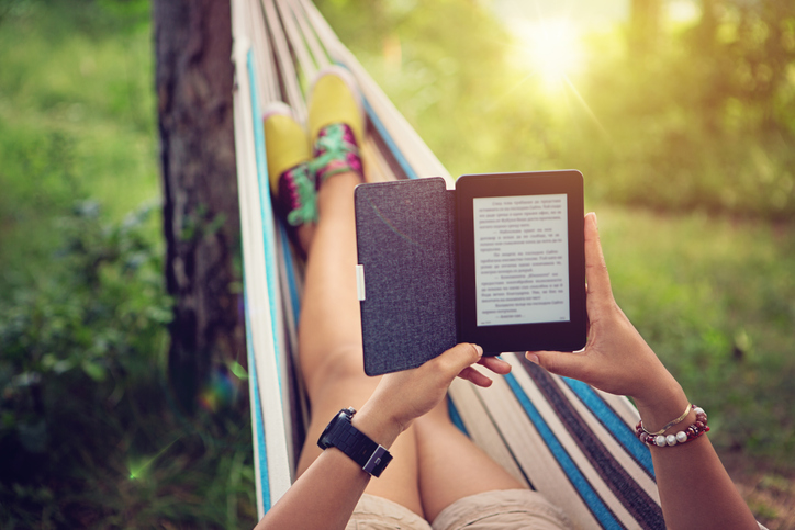 Reading e-book in the hammock.